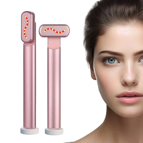 "Rotatable LED Light Wand with EMS Vibration & Red Light Therapy for Anti-Aging"